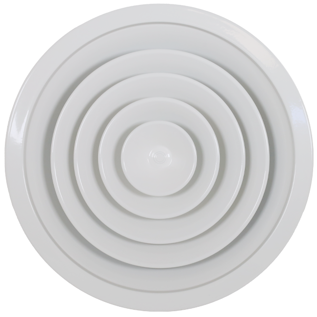 Diffuseur plafonnier rond avec motif fixe Ø 300 mm - RAL9010