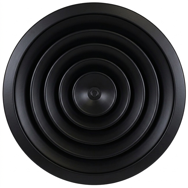Plafondrooster rond met vast patroon Ø 250 mm - RAL9005 30% glans