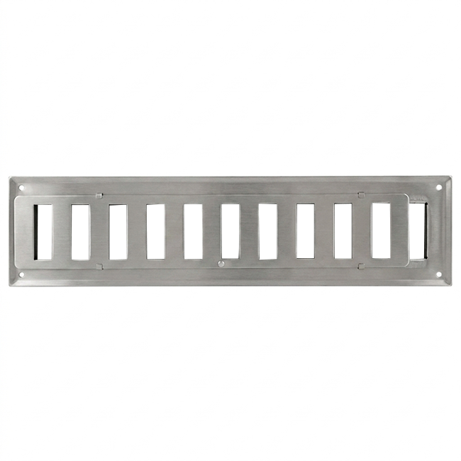 Wandrooster verstelbaar 500x150mm metaal - Ongecoat