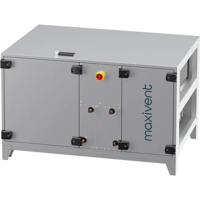 Maxivent WTW luchtbehandelingkasten met warmtewiel 2000 m3/h met warmwaterbatterij en DX-koeling horizontaal links - RHE 2000 H WDJL