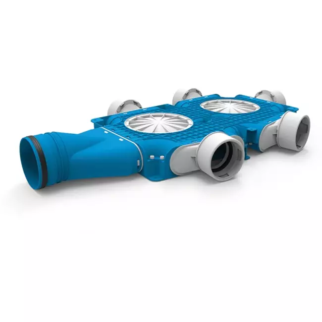Vent-Axia Uniflexplus samengestelde verdeler 5x Ø90mm met horizontale tuit Ø125mm