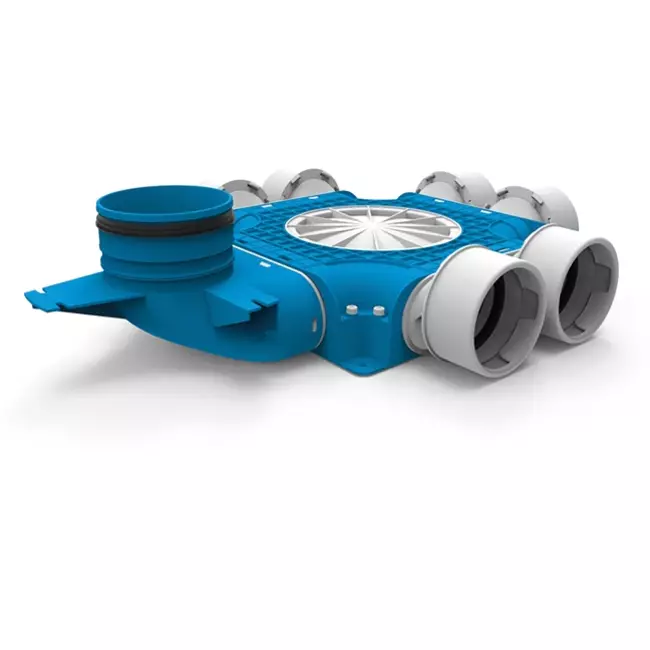 Diffuseur combiné Vent-Axia Uniflexplus 6x Ø69mm avec embout vertical Ø125mm