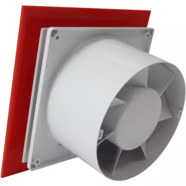 Air Roxy badkamerventilator met aansluitdiameter 125 mm - kunststof front rood