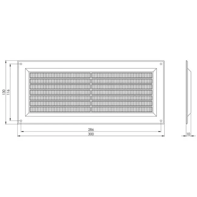 Grille de ventilation rectangulaire grillagée 130 x 300 mm marron - VR1330B