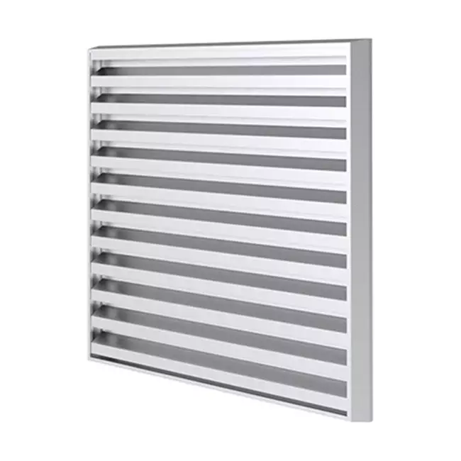 Buitenmuurrooster 200x200 aluminium met vaste schoepen