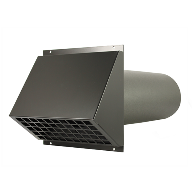 Grille de ventilation spécial façade aluminium HR récupération de chaleur Ø 150 mm Noir conduit inclus