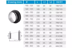 Thermoduct 13mm verloopstuk 180-125mm geisoleerd