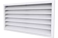 Grille murale extérieure 1600x1400 aluminium avec ailettes fixes - couleur mixte RAL 9003