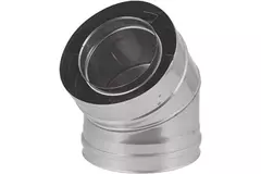 Coude concentrique 45° de 130 - 200 mm de diamètre I316L/I304 (D0,5/0,6) (avec caoutchouc d'étanchéité pour conduit interne)