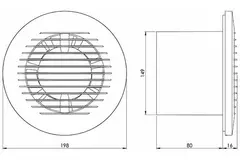 Badkamer ventilator rond Ø 150 mm wit met timer - EA150T