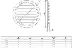 Metalen ventilatierooster rond Ø160 mm grijs - MR160P - RAL9006