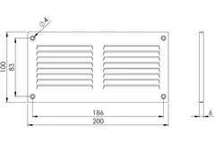 Metalen rechthoekige sleuf rooster 200x100 wit - MR2010