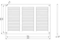 Metalen rooster 300x200mm zink - MR3020Zn