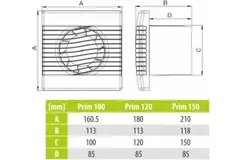 Badkamer ventilator met Timer Ø 120 mm wit - pRim120TS