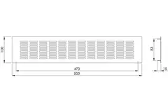 Grille de ventilation plinthe aluminium - or L = 500 mm x H = 100 mm - RA1050G