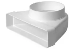 Rechthoekige kunststof verticale 90° bocht Ø125mm - 220X55mm KLD25-125