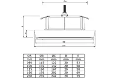 Bouche de soufflage plastique 160 mm RAL 9003 avec clips à ressorts et déflecteur - I-Valve Rondo 160