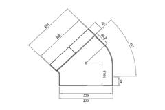 Wavin Ventiza bocht 45 graden PVC ovaal 235x80 mm horizontaal M/S