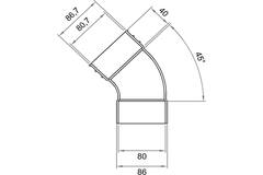 Wavin Ventiza bocht 45 graden PVC ovaal 235x80 mm verticaal M/S