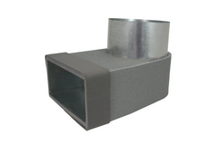 Thermoduct lepe hoekstuk enkel symetrisch 220x80 mm naar diameter 150 mm