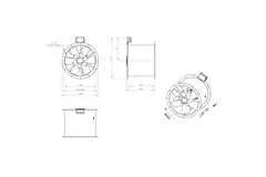 Axiaal 500 mm kanaalventilator rookgas F300- AL 500 D4 F3 03 CFG