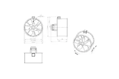 Axiaal 1250 mm kanaalventilator rookgas F300- AL 1250 D6 F3 05 CFG