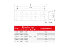 Lijnrooster aluminium met 2 instelbare patroonbladen – 1000 mm – RAL 9010