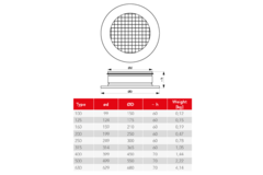 Grille murale en aluminium avec grille fixe - avec ressorts de friction - 800x200 mm - RAL 9010