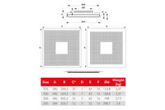 Geperforeerd plafondrooster voor toe- en afvoer 595x595 mm – 200 mm – RAL 9016