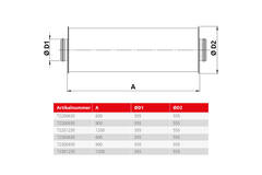Spiro-SAFE premium geluiddemper diameter 355 mm - lengte 600 mm met kern (100 mm isolatie) zonder steekverbindingen