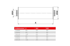 Spiro-SAFE premium silencieux diamètre 450 mm - longueur 1200 mm avec noyau (100 mm d'isolation) sans raccords enfichables