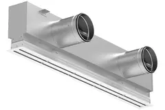 Lijnrooster aluminium met 2 instelbare patroonbladen – 2000 mm – RAL 9016 + geïsoleerd plenum met luchtdebietregelklep
