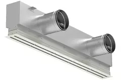 Lijnrooster aluminium met 2 instelbare patroonbladen – 2000 mm – RAL 9010 + geïsoleerd plenum met luchtdebietregelklep