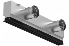 Lijnrooster aluminium met 2 instelbare patroonbladen – 2000 mm – RAL 9005 + geïsoleerd plenum met luchtdebietregelklep
