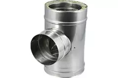 Elément droit à double paroi diamètre 80 mm (80/130) Pièce supérieure T90 EW I316L/I304 (D0,5/0,6)