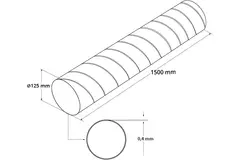 Spirobuis Ø 125mm lengte 1,5 meter - Gegalvaniseerd