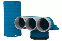 Vent-Axia Uniflexplus ventielcollector 3 x Ø69mm met speciedeksel Ø125mm H=250  90° (lang)