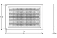 Ventilatierooster rechthoekig met grill 250x170 wit  - VR2517